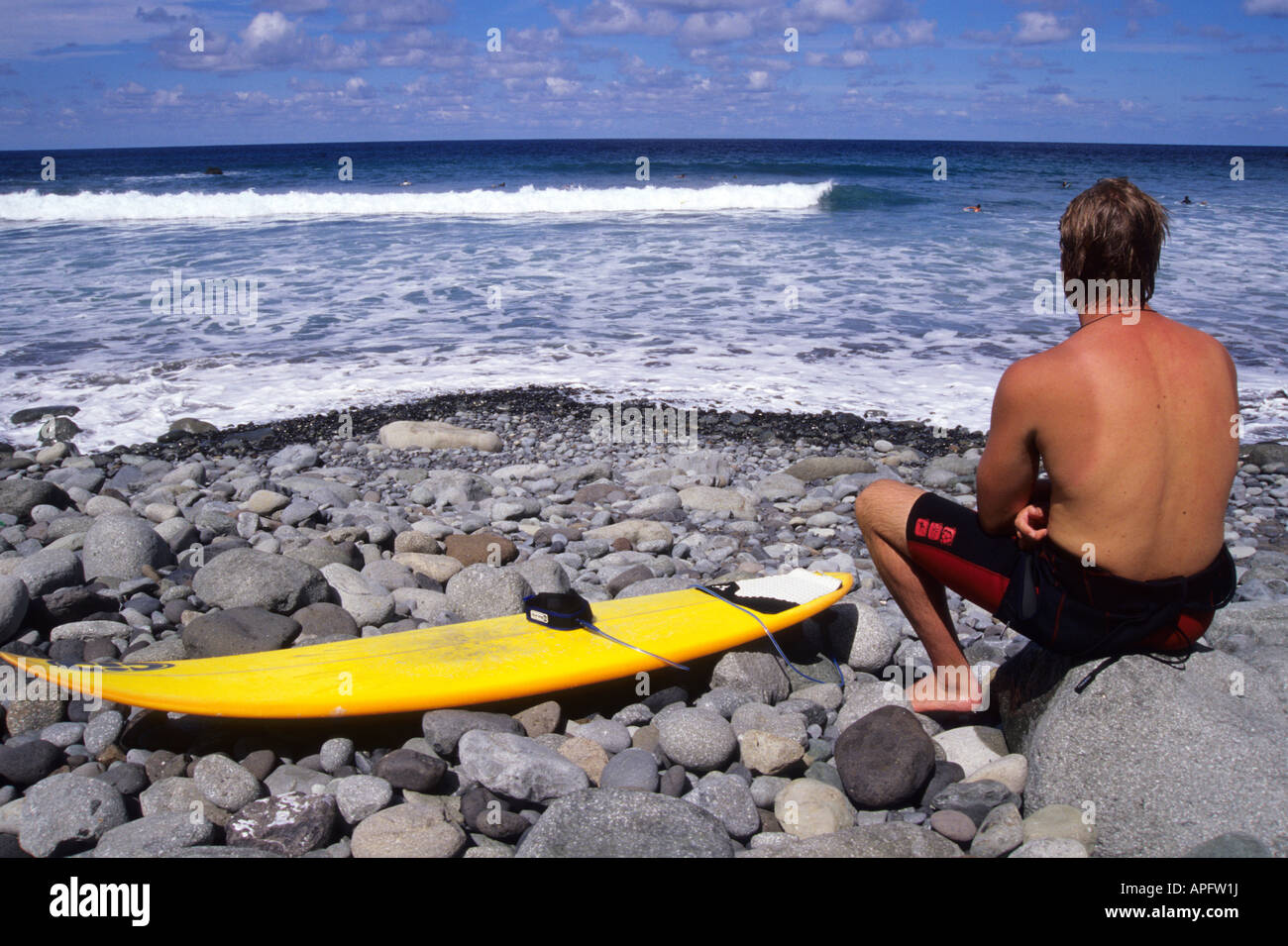 Surfer in Bermejo Beach TENERIFE ISLAND Canary Islands SPAIN Stock Photo