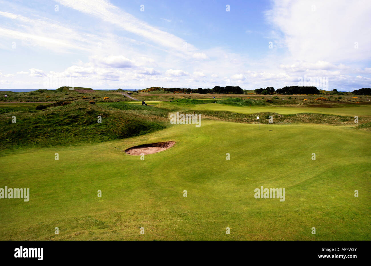 The Buddon Links 3rd hole Carnoustie Golf Links Scotland Stock Photo