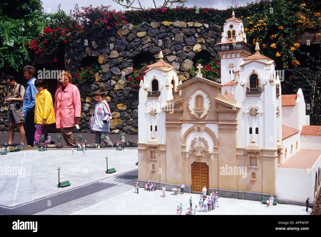 Copy of Basilica of Candelaria in Pueblochico Park TENERIFE ISLAND Canary Islands SPAIN Stock Photo