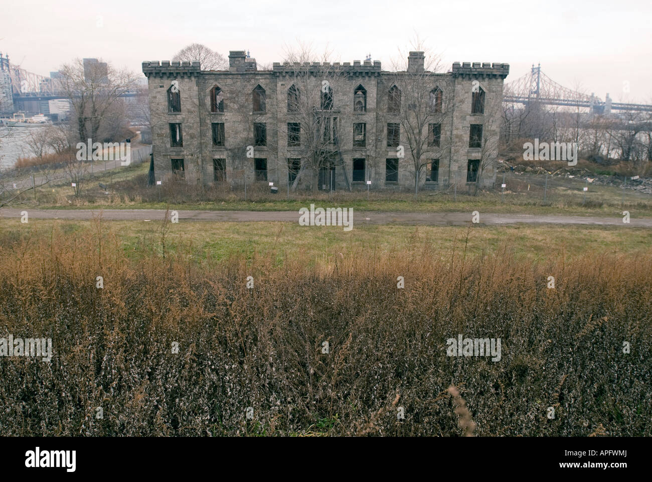 The ruins of the Smallpox Hospital on Roosevelt Island in the East