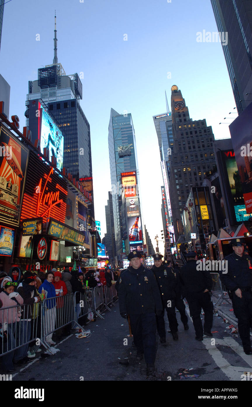 NYPD officers in Times Square on New Year s Eve Stock Photo