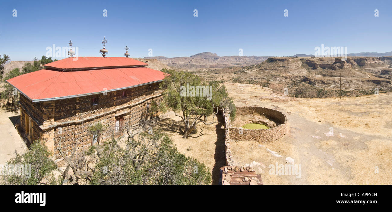 A 2 picture stitch panoramic image of the Debre Demo monastry Stock ...