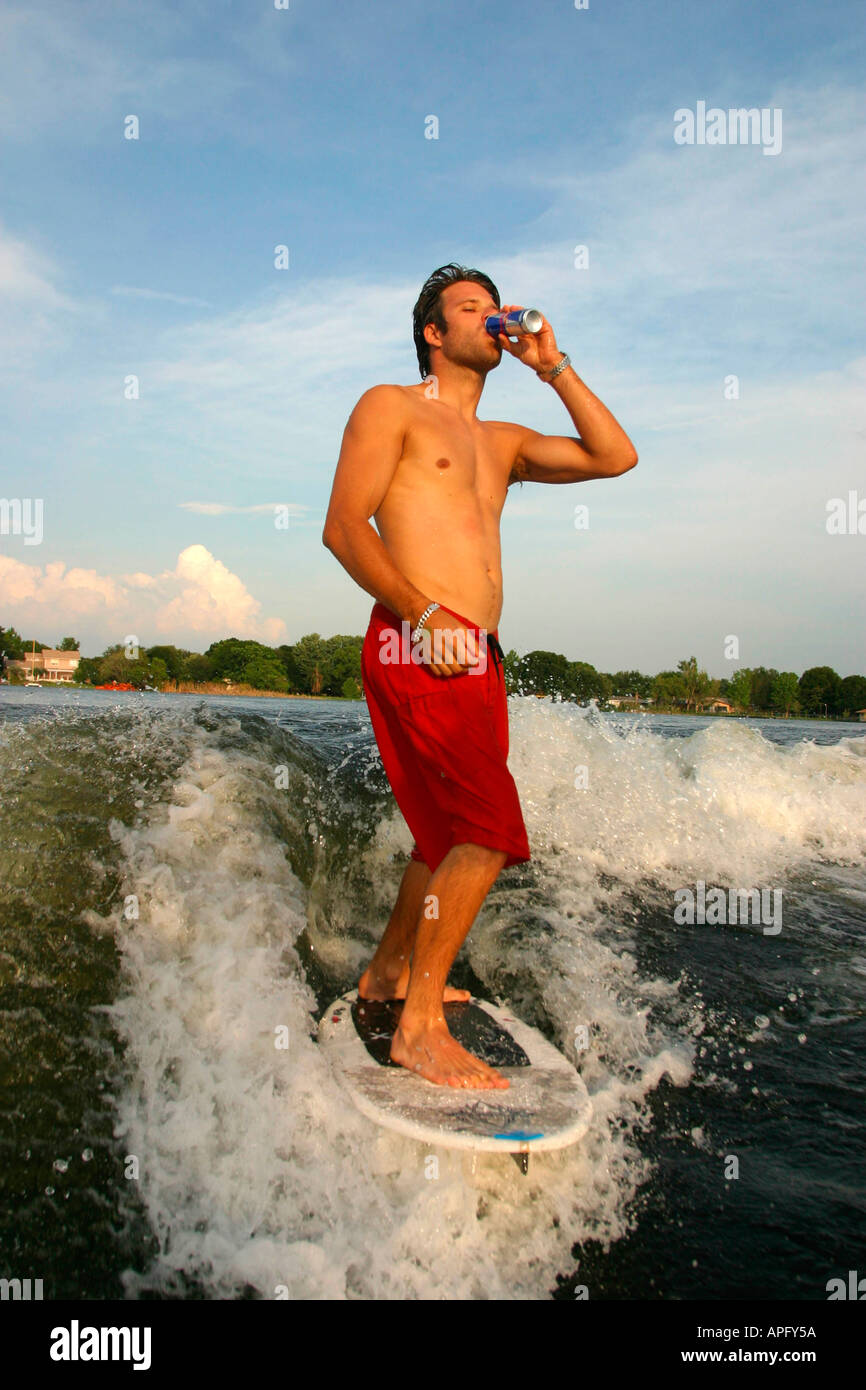 WAKE SURFING ACTION Stock Photo Alamy