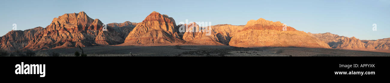 Panorama of red rocks national conservation area Nevada at sunrise Stock Photo