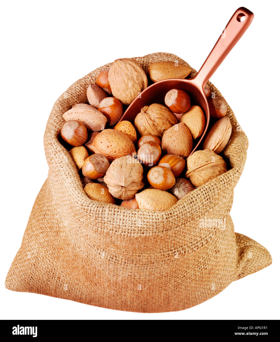 SACK OF MIXED NUTS CUT OUT Stock Photo