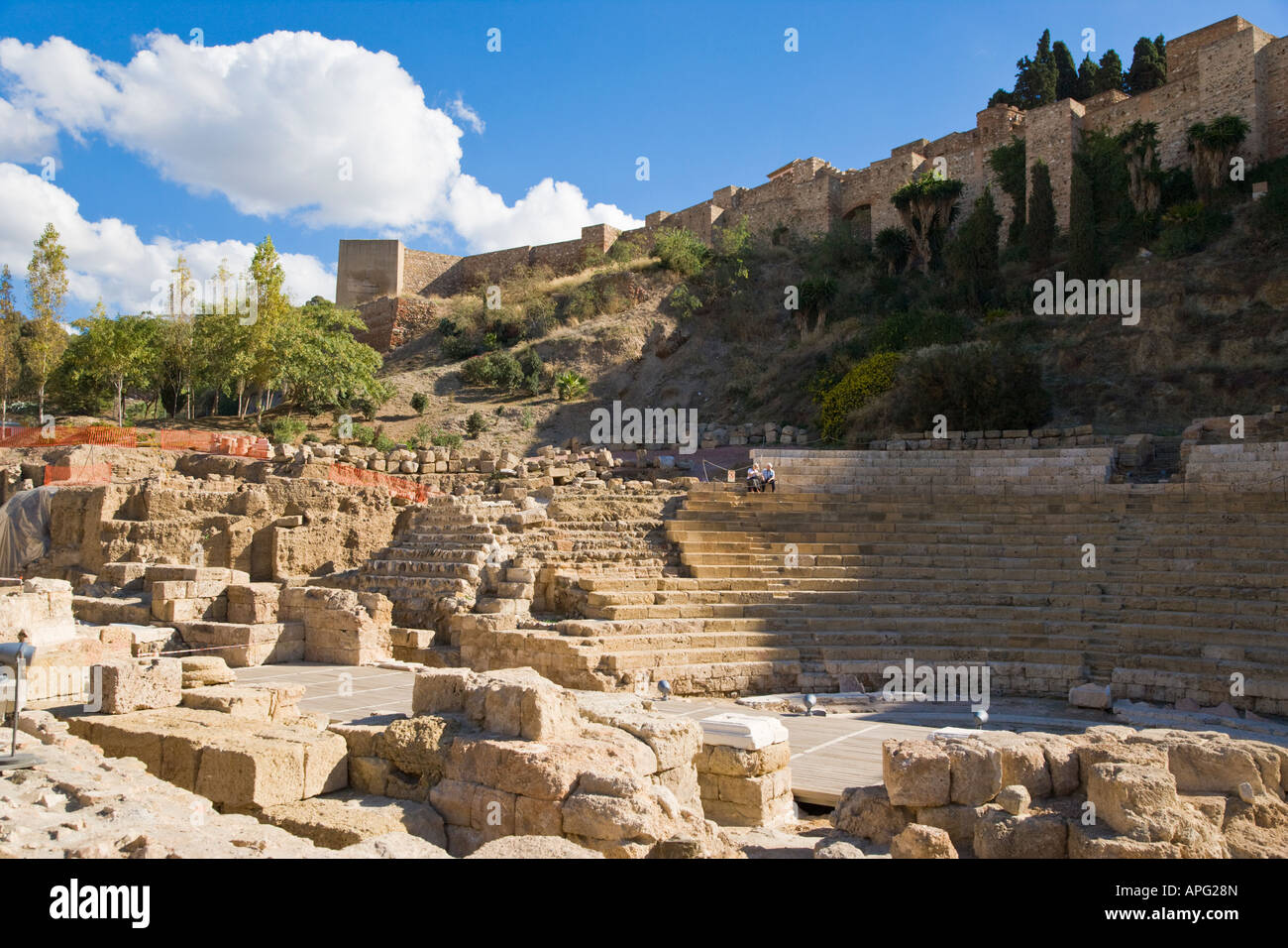 Malaga Costa del Sol Spain Roman theatre beneath walls of the La Alcazaba Stock Photo