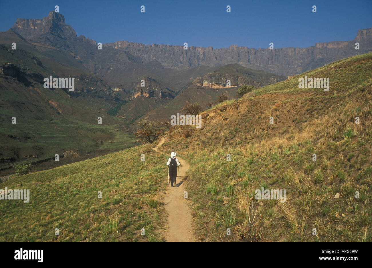 Hiking in the Drakensberg Mountains of South Africa Stock Photo - Alamy