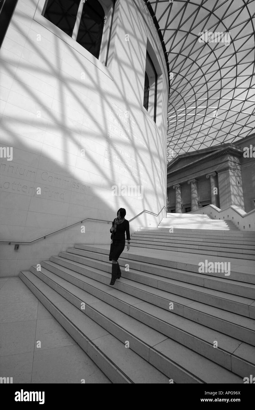 Interior of the British Museum bw Stock Photo