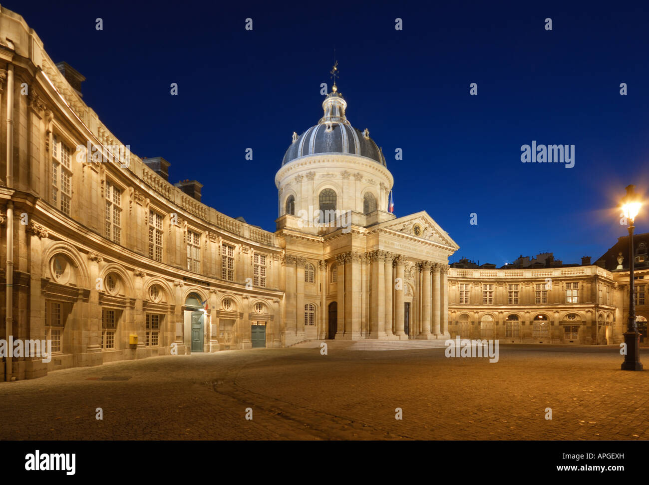 blue hour on the French Institute, Paris, France Stock Photo