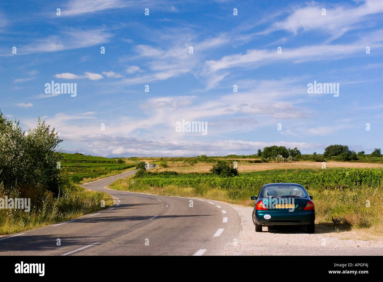 A British car parked on a road in Provence, France Stock Photo