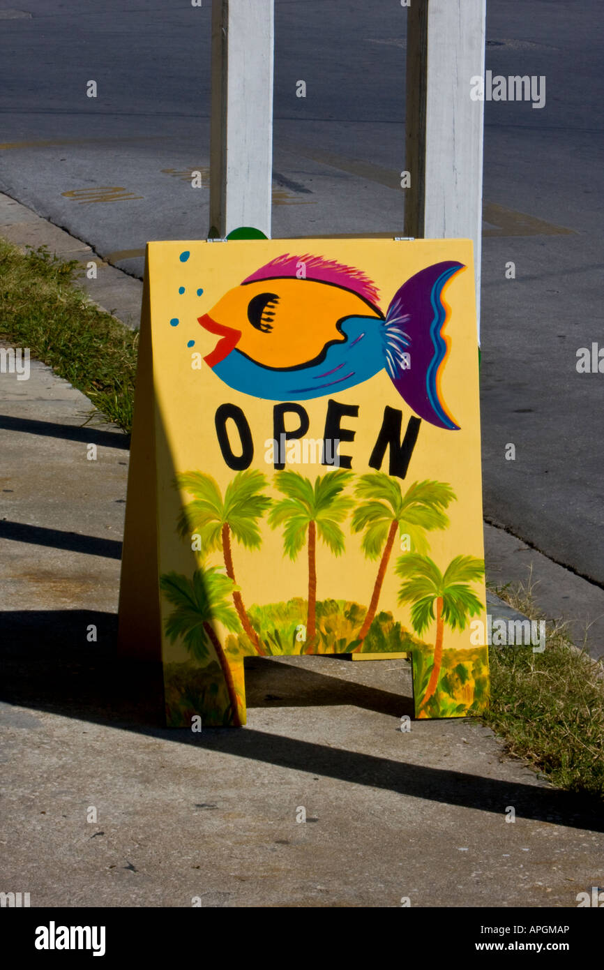 Hand Painted Open Sign Stock Photo - Alamy