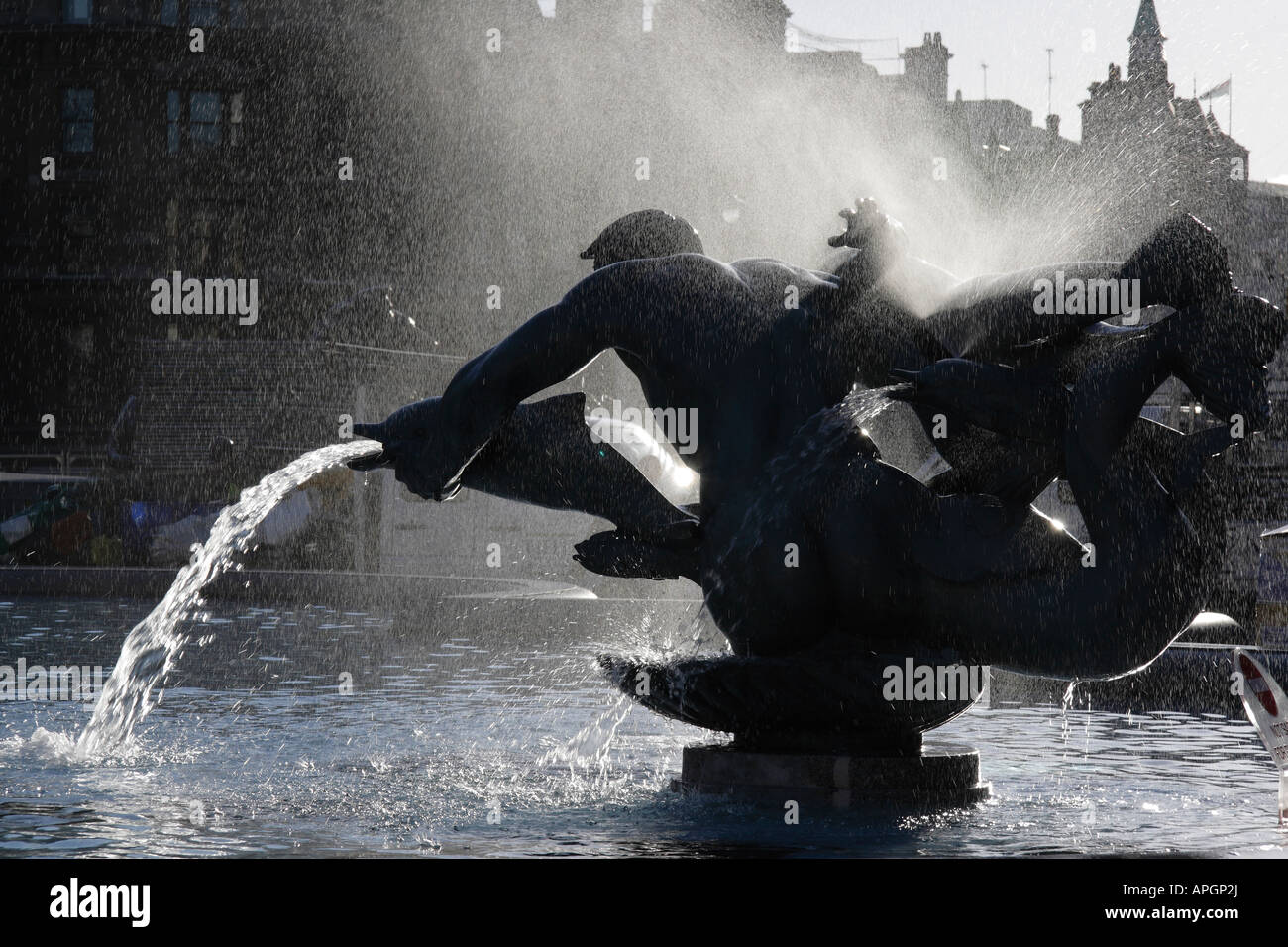 Fountain at Trafalgar Square London Stock Photo