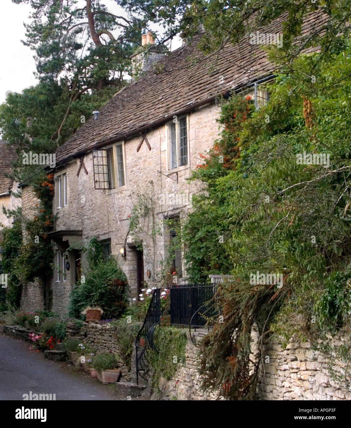 School Lane, Castle Combe Village, Wiltshire England UK Stock Photo