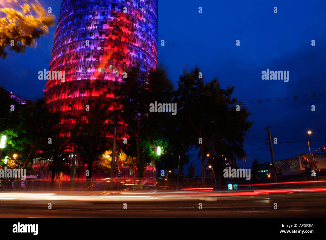 Agbar tower at night, Barcelona Stock Photo