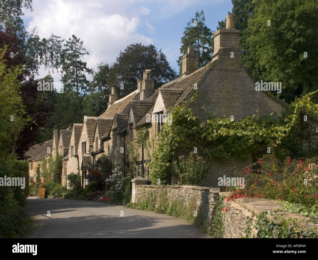 Row Of Stone Cottages Castle Combe Village Wiltshire England Uk