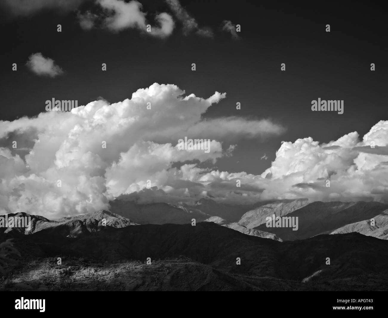 View over the Himalayan foothills and mountains from Nagarkot Kathmandu valley Nepal Stock Photo