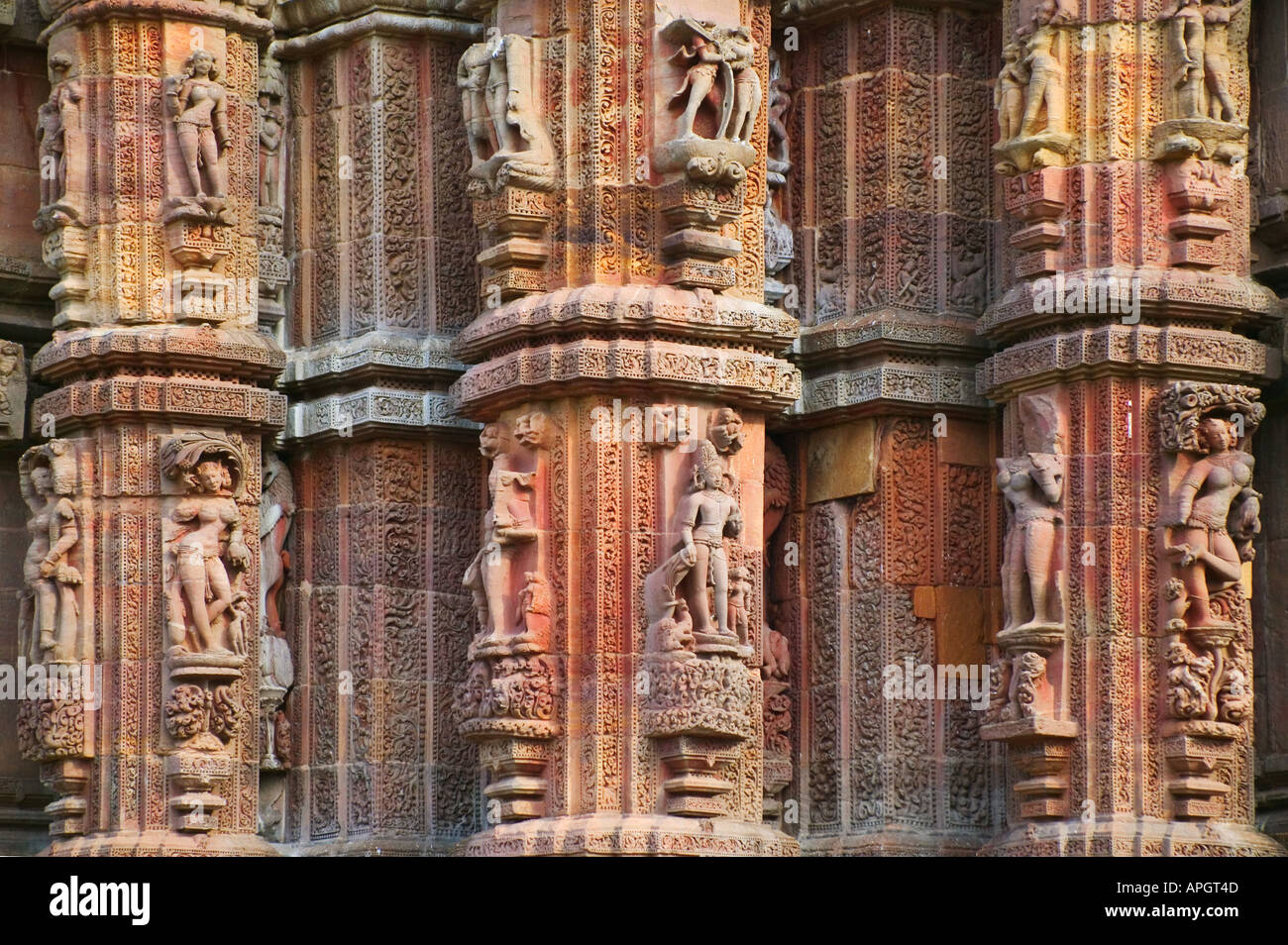 Raja Rani Mandir 1100 AD ornate bas relief sculpture Bhubaneswar Orissa India Stock Photo