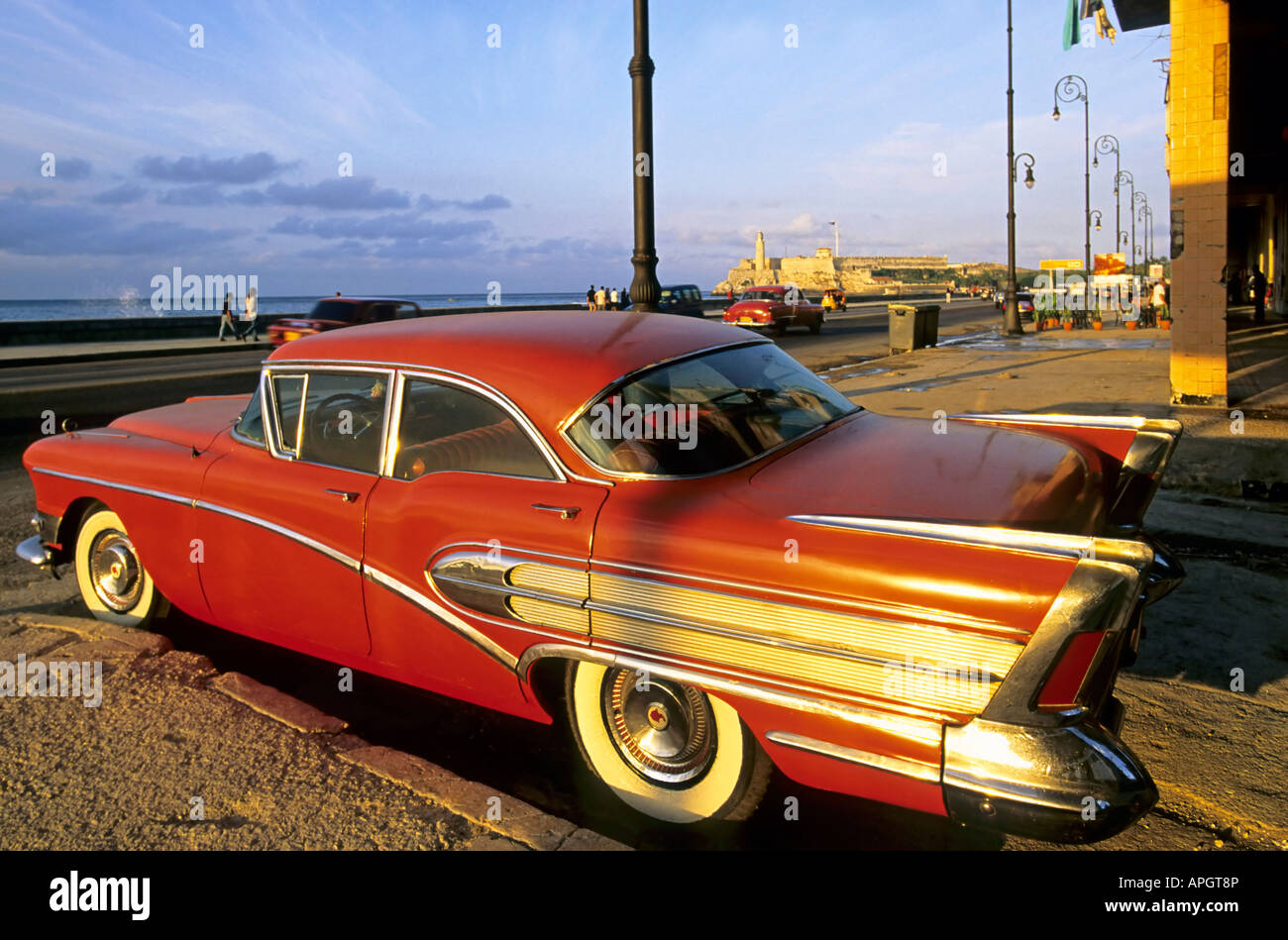Chevrolet BelAir 1957, parked on the Malecon, Havana, Cuba Stock Photo
