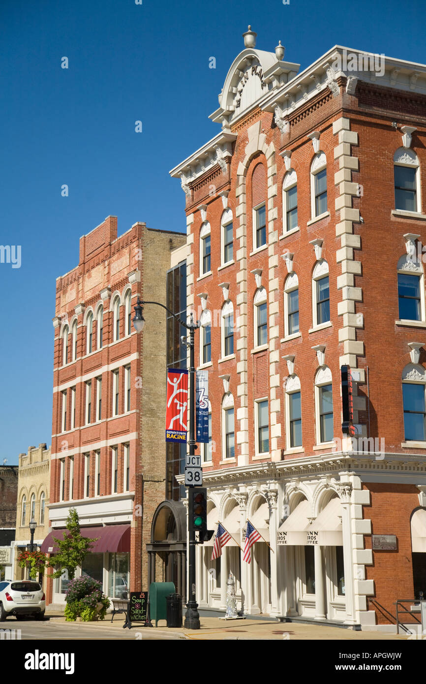 WISCONSIN Racine Historic buildings in downtown shopping and business