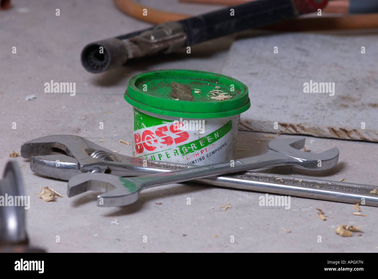Plumbers jointing compound Stock Photo Alamy