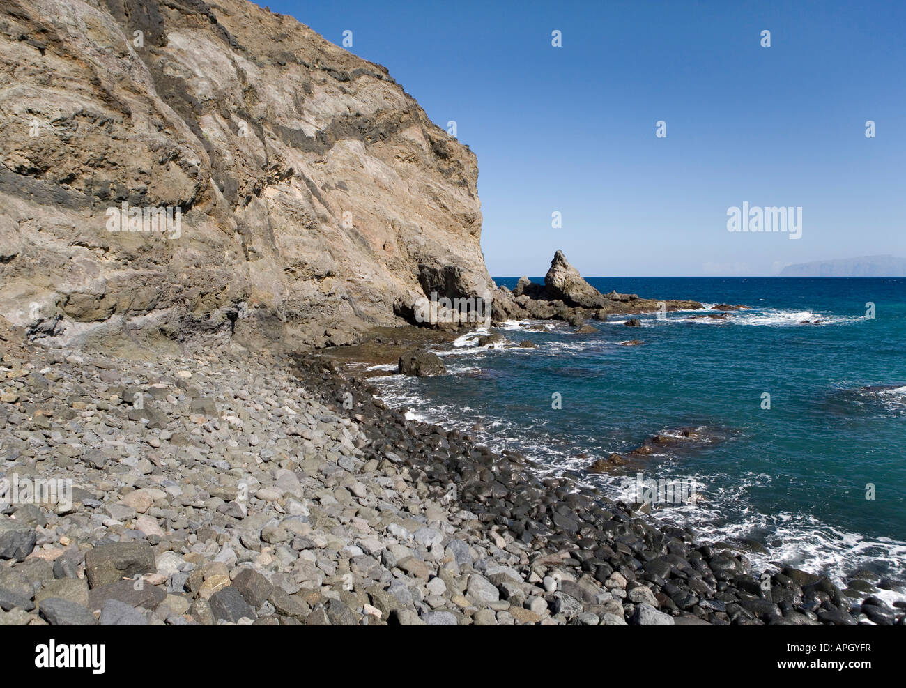 Spain Canary Islands La Gomera Beach Playa De La Caleta Stock