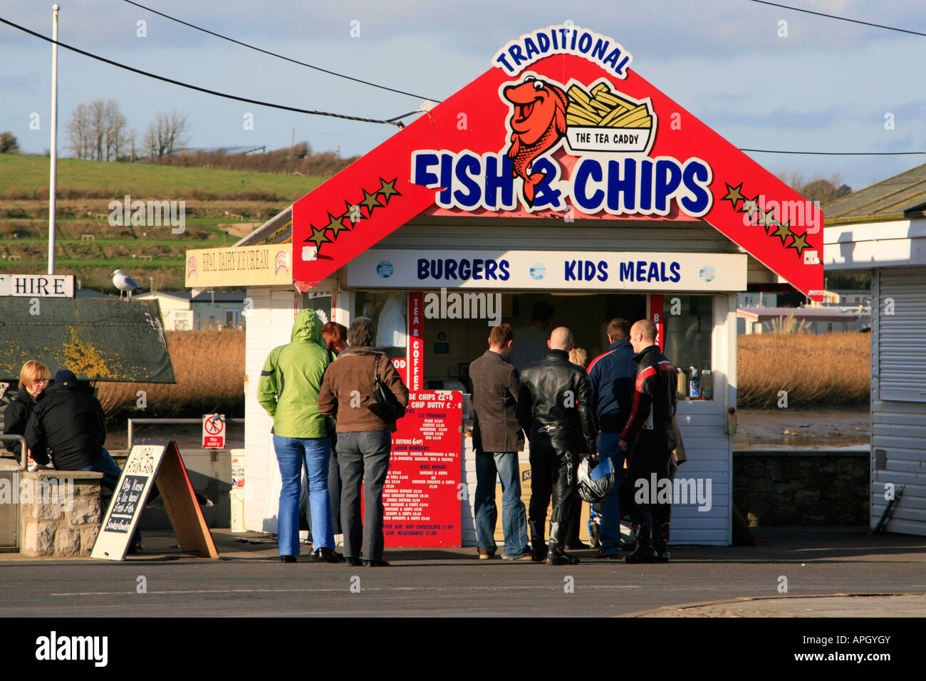 traditional fish and chip stall West Bay, formerly known as Bridport