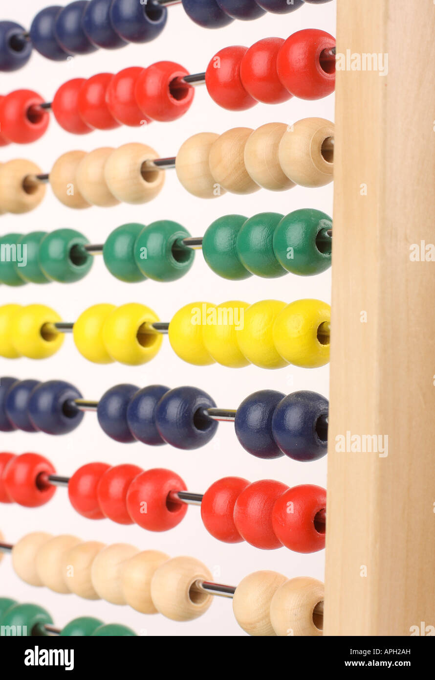 Abacus caclulator with colored beads Stock Photo