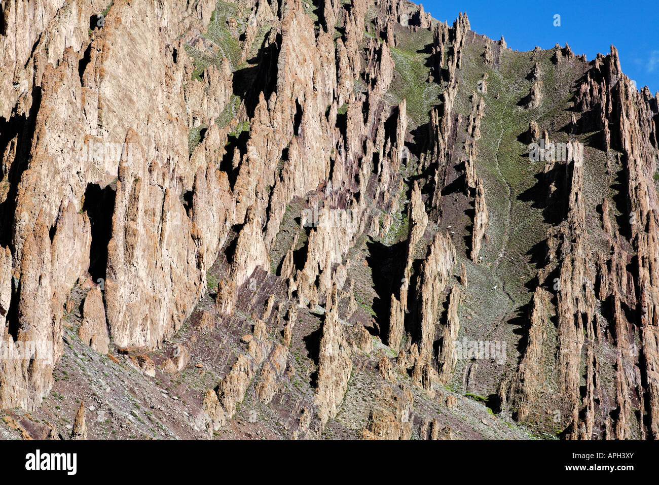 Jagged rock formations at Stok gorge in Ladakh India Stock Photo - Alamy