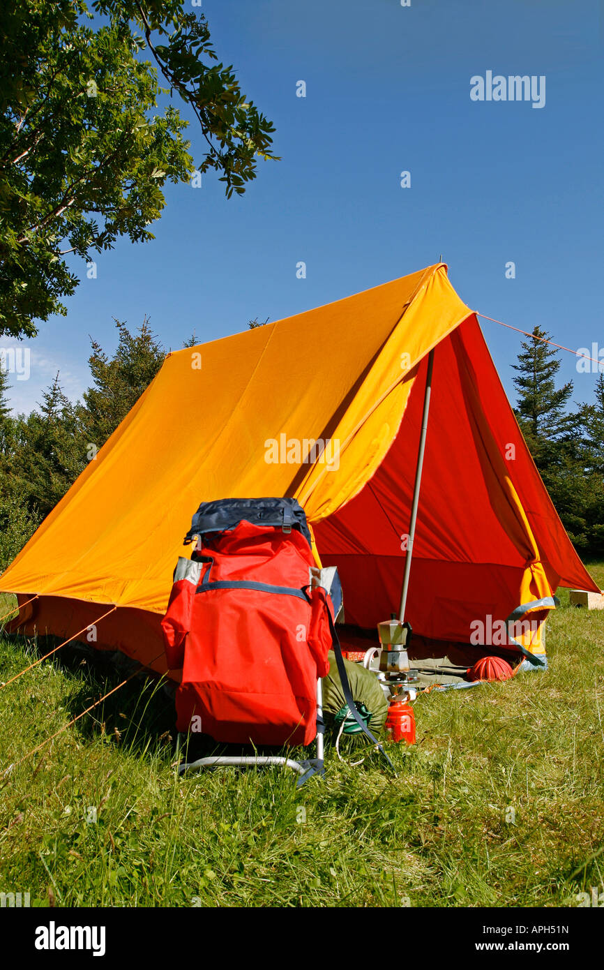 Beautiful And Natural Camping Site On A Bright Summer Day Stock Photo