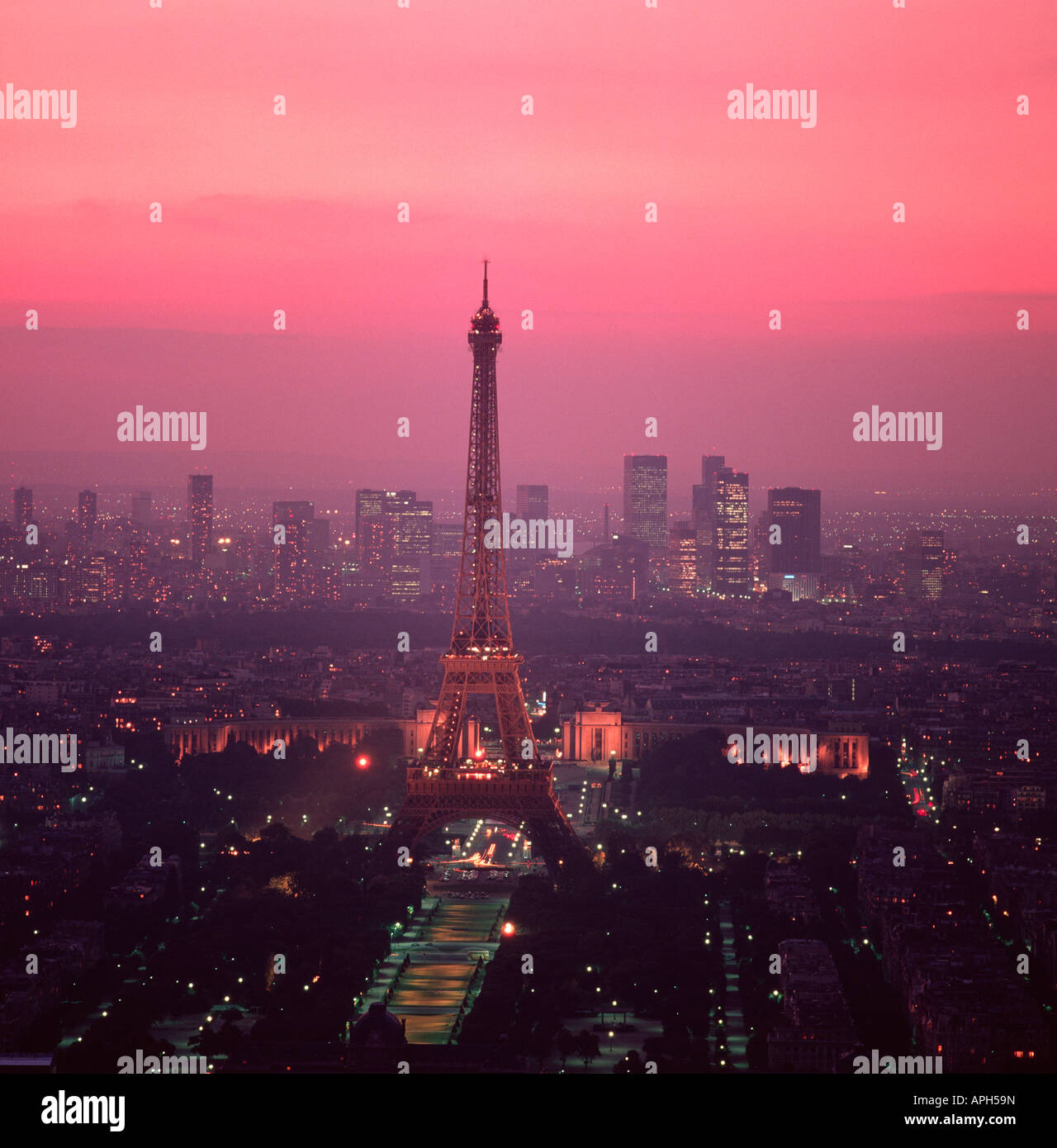 EU FR France Region Ile de France Paris 7 Arrondissement Aerial view of Paris the Eiffel Tower Medium format more images on Stock Photo