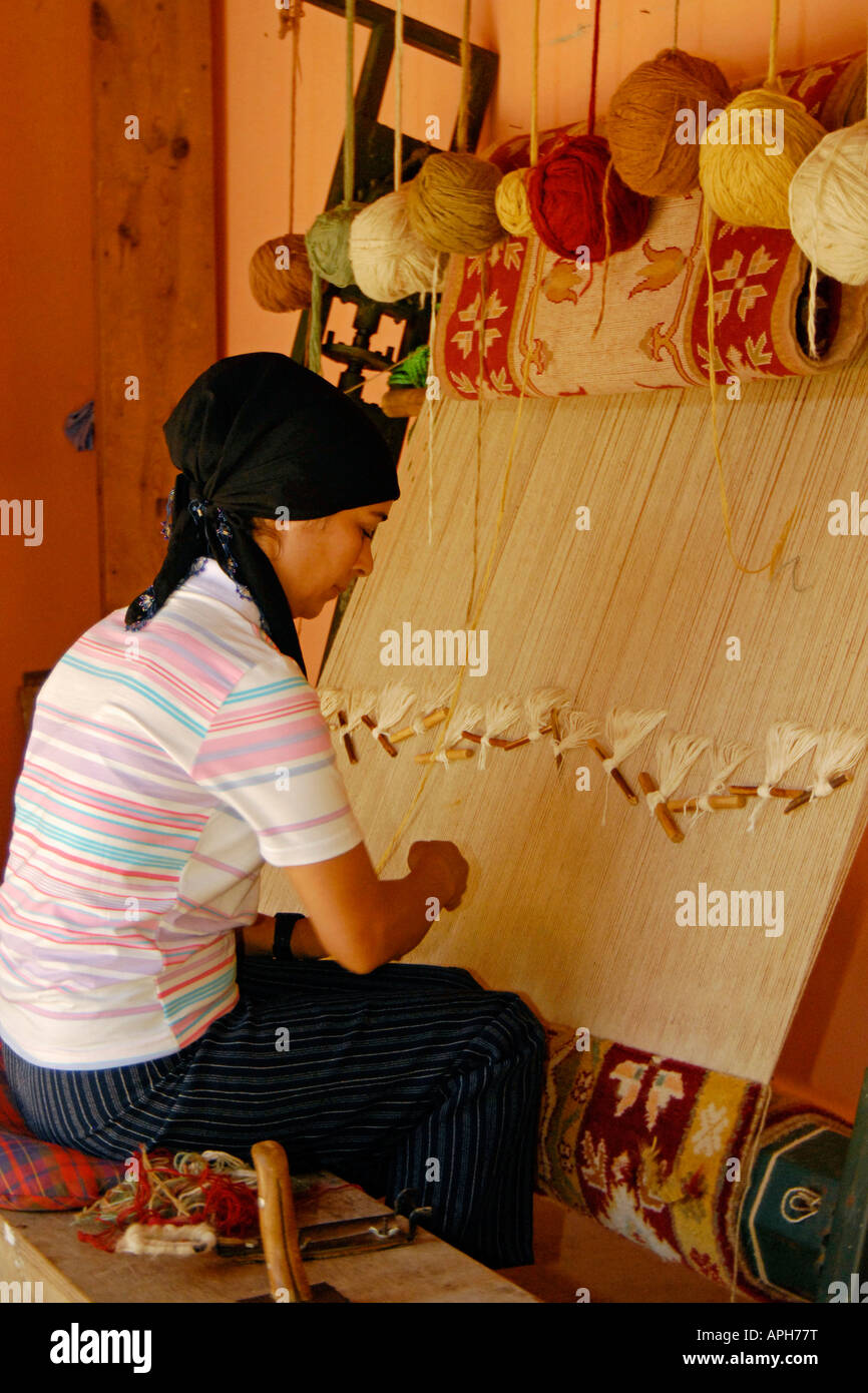 Turkish Woman Making Rug Woman weaving rug at loom, Datca Peninsula, Turkey Stock Photo - Alamy