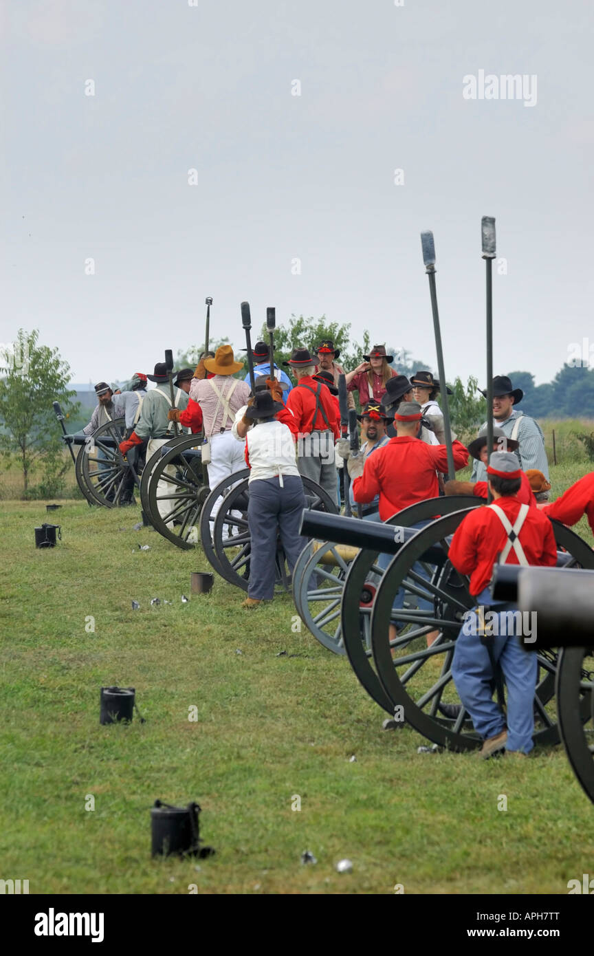 Confederate cannon battery at the reenactment of the American Civil War Battle of Richmond Kentucky Stock Photo