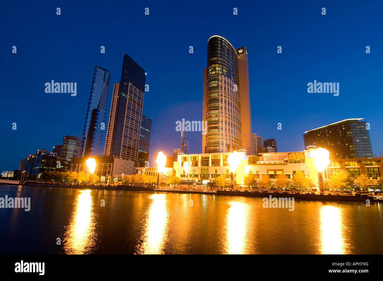 Gas flames on Southbank Melbourne Stock Photo Alamy