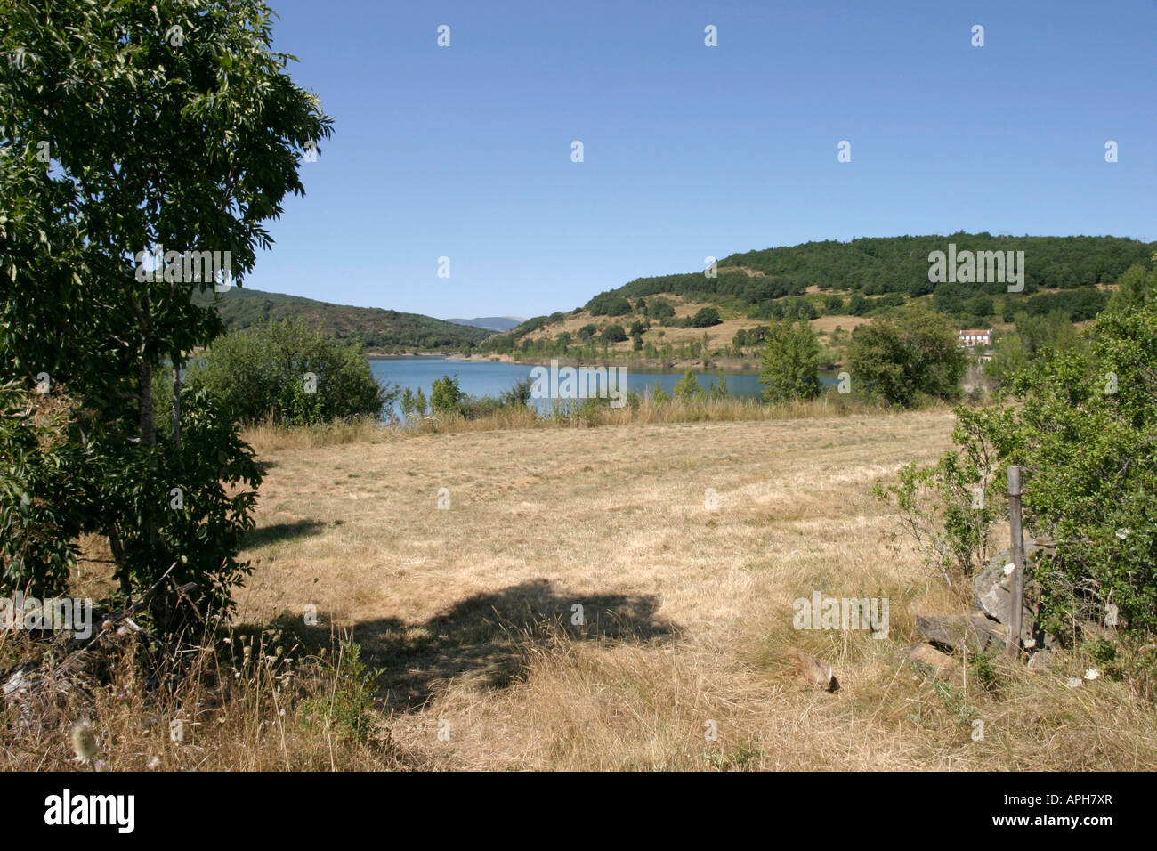 Dammed lake of Requeada in Reserva Nacional de Fuentes Carrionas Northern Spain Stock Photo