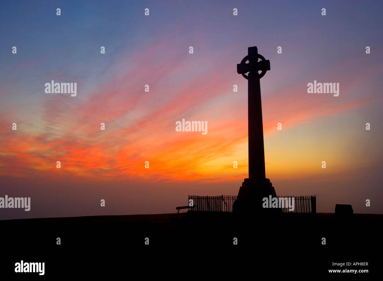 Alfred Lord Tennyson Monument Tennyson Down Freshwater Isle of Wight England UK Stock Photo