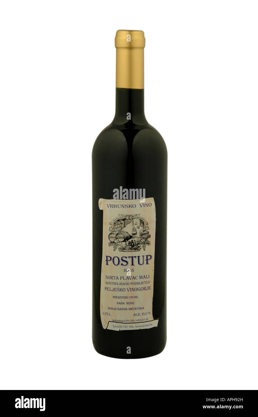 Postup wine bottle on white background Stock Photo - Alamy