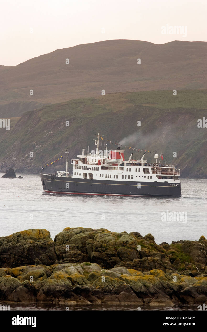 The Hebridean Princess cruise ship of the coast of Islay on the West Coast of Scotland Stock Photo