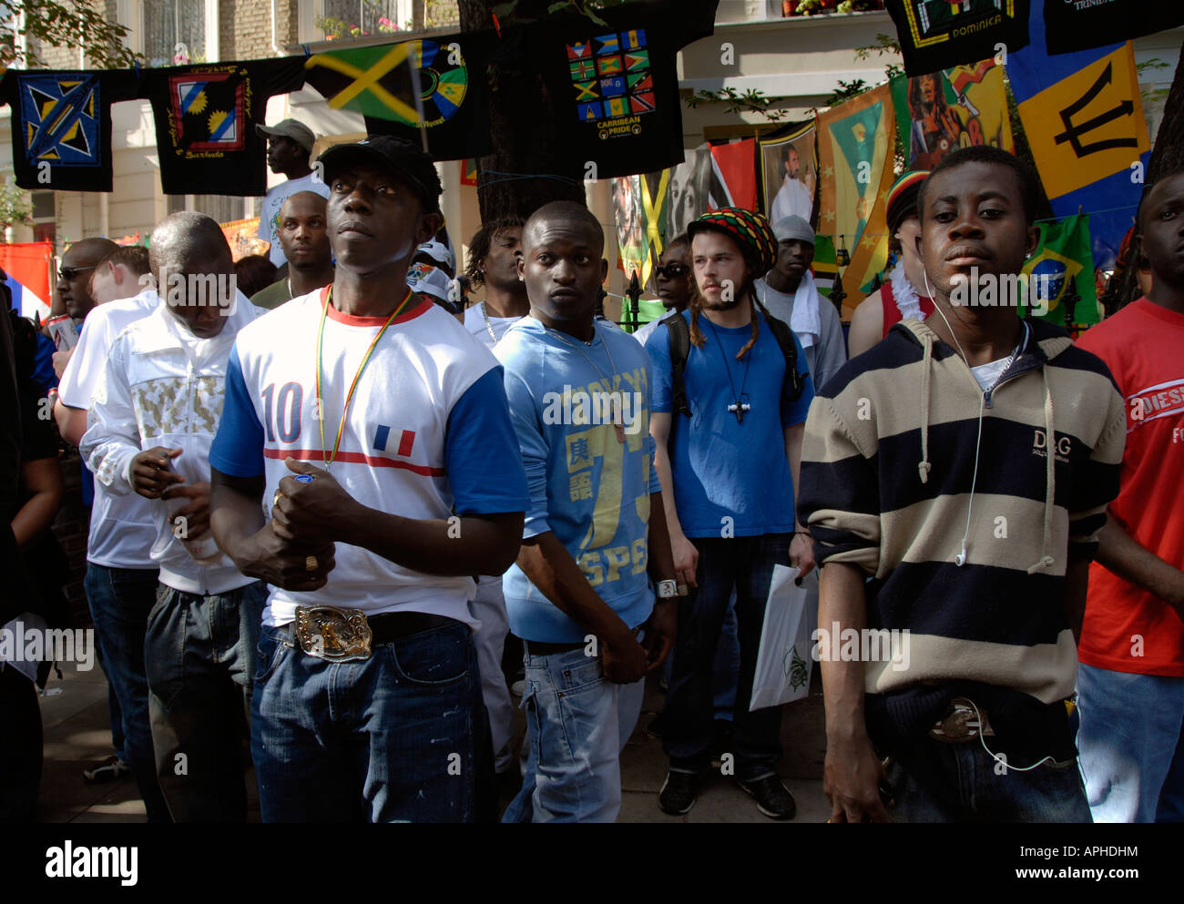 Black West Indian youth at Notting Hill annual Carnival. Stock Photo