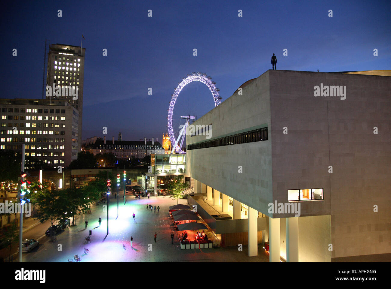 View of the Royal festival hall and London Eye at night Stock Photo - Alamy