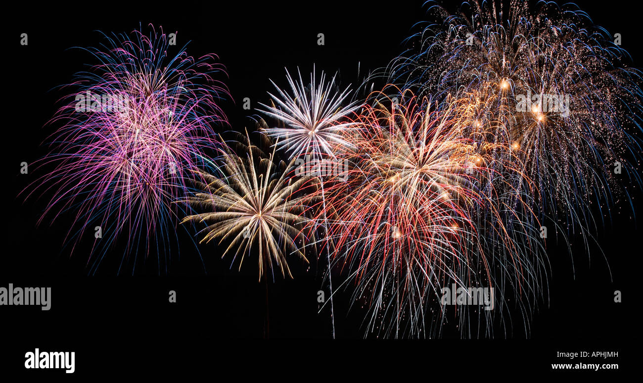 Amazing display of fireworks Stock Photo