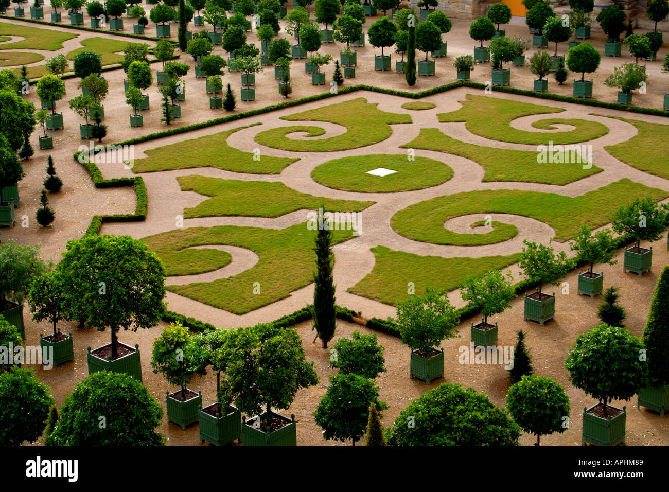 Geometrical French garden at Versailles, France Stock Photo