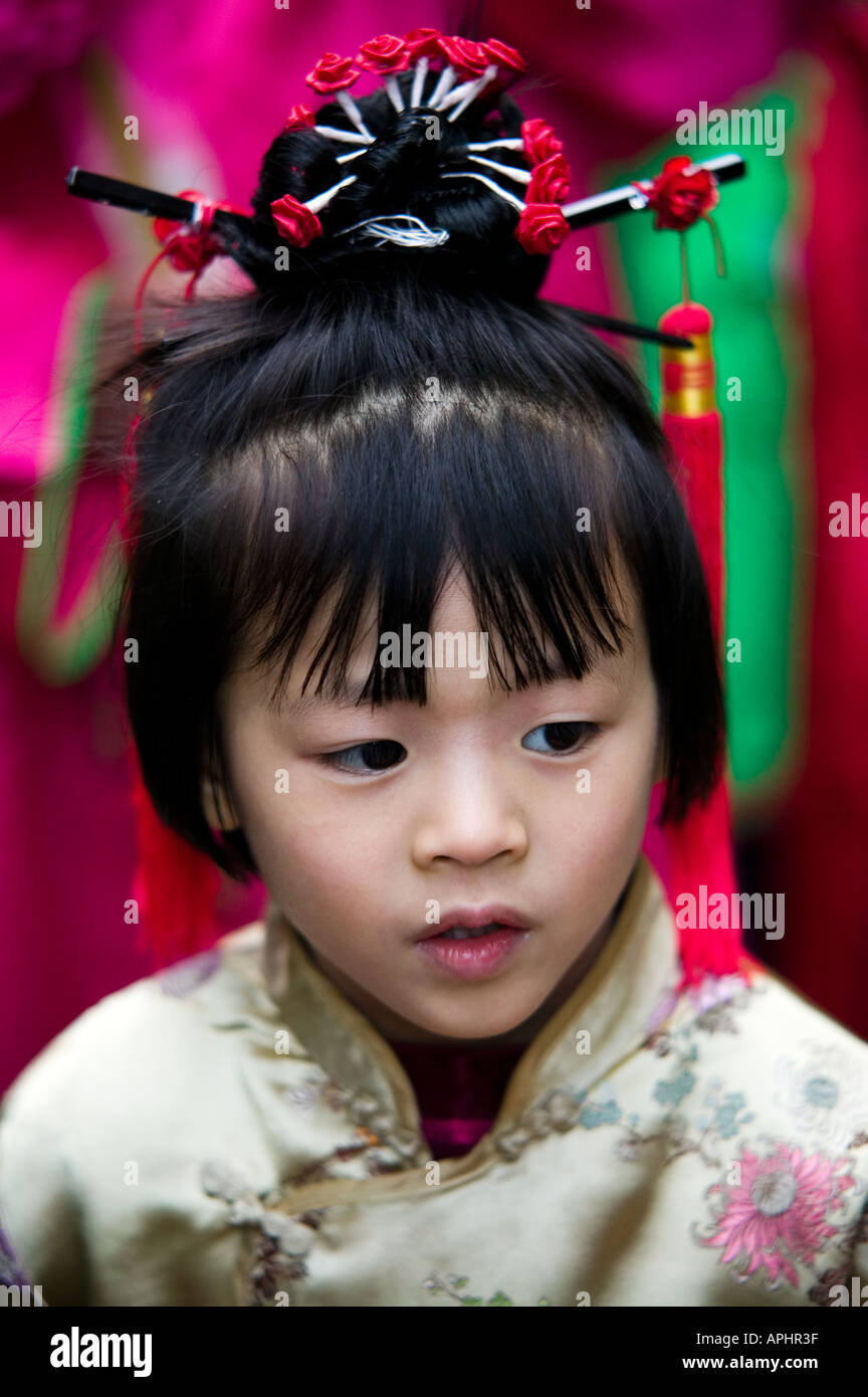 Little Girl At Chinese New Year Celebrations In London Uk Stock