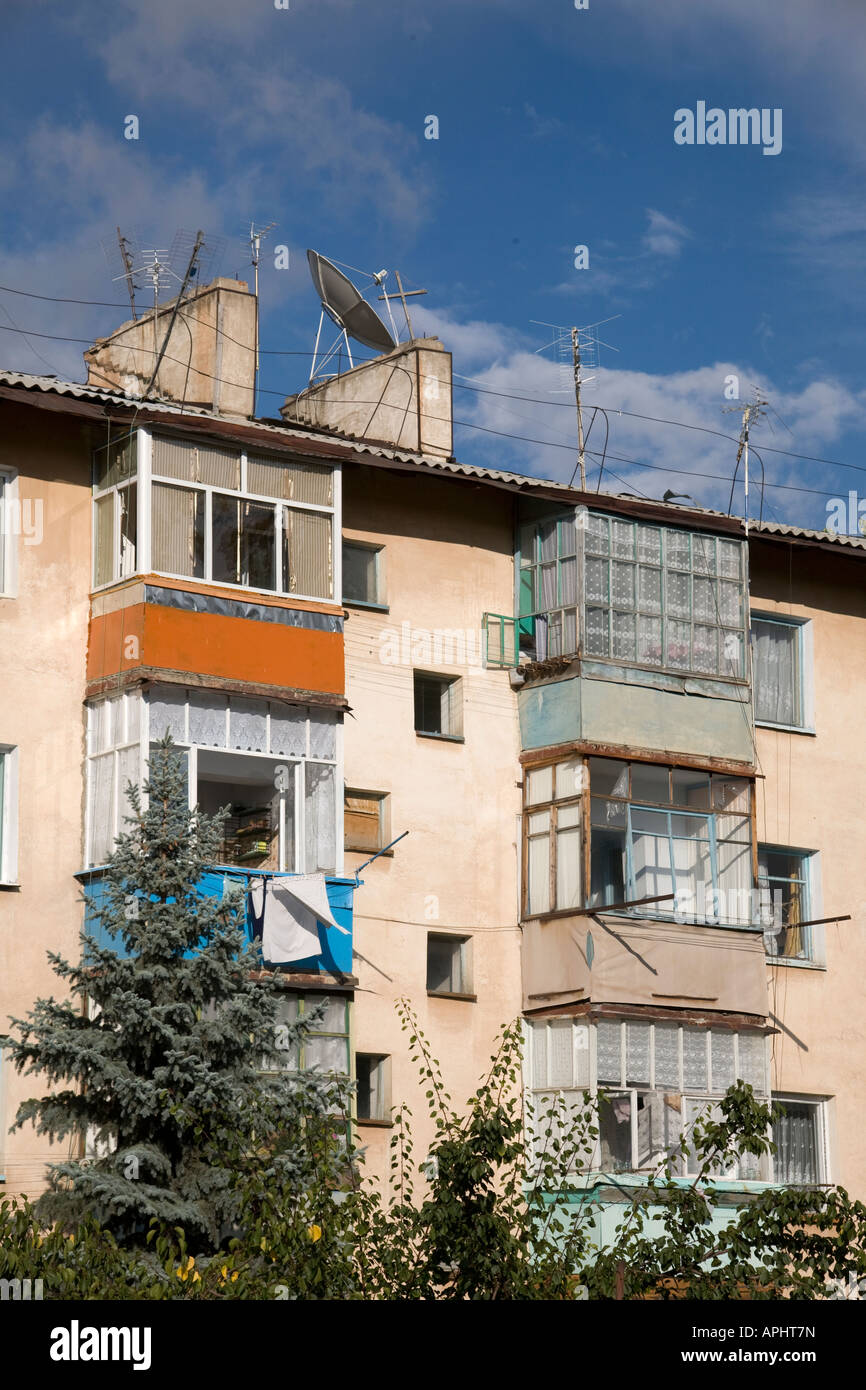 Silk Route Kyrgyzstan Nayrn Local Apartment Building Stock Photo