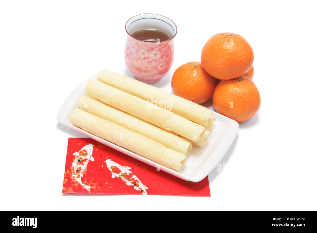 Chinese Tea, Mandarins and Snacks Stock Photo Alamy