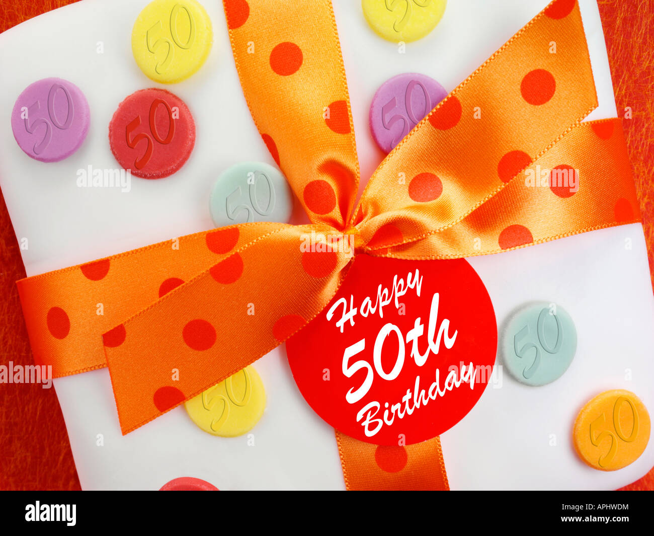 50th BIRTHDAY CAKE Stock Photo