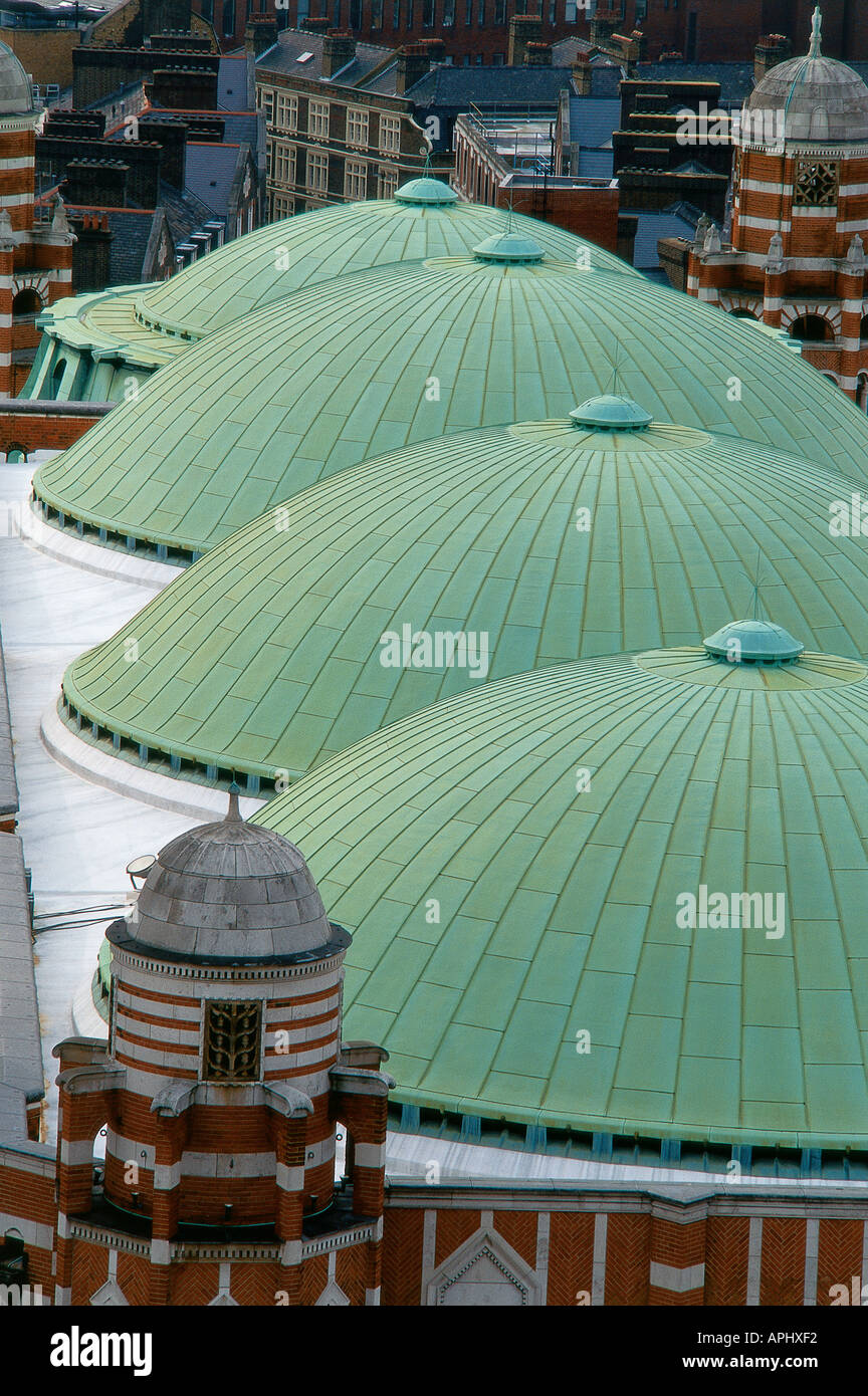 View over roof of Byzantine style Westminster Cathedral principal Roman Catholic church of Britain situated in London England Stock Photo