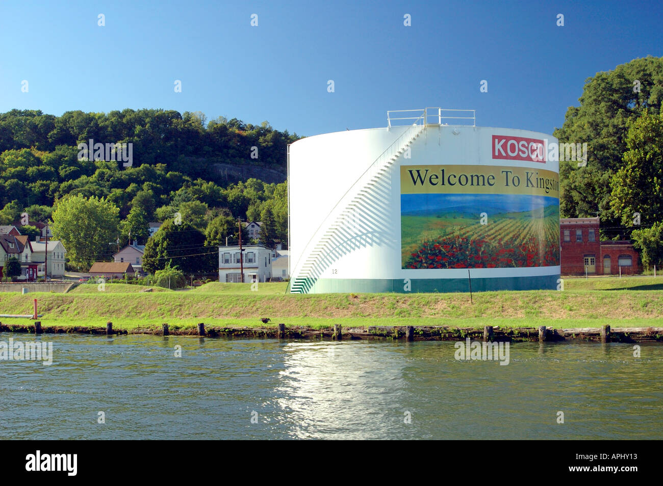 Oil storage tank with to Kingston', Kingston, NY Stock Photo