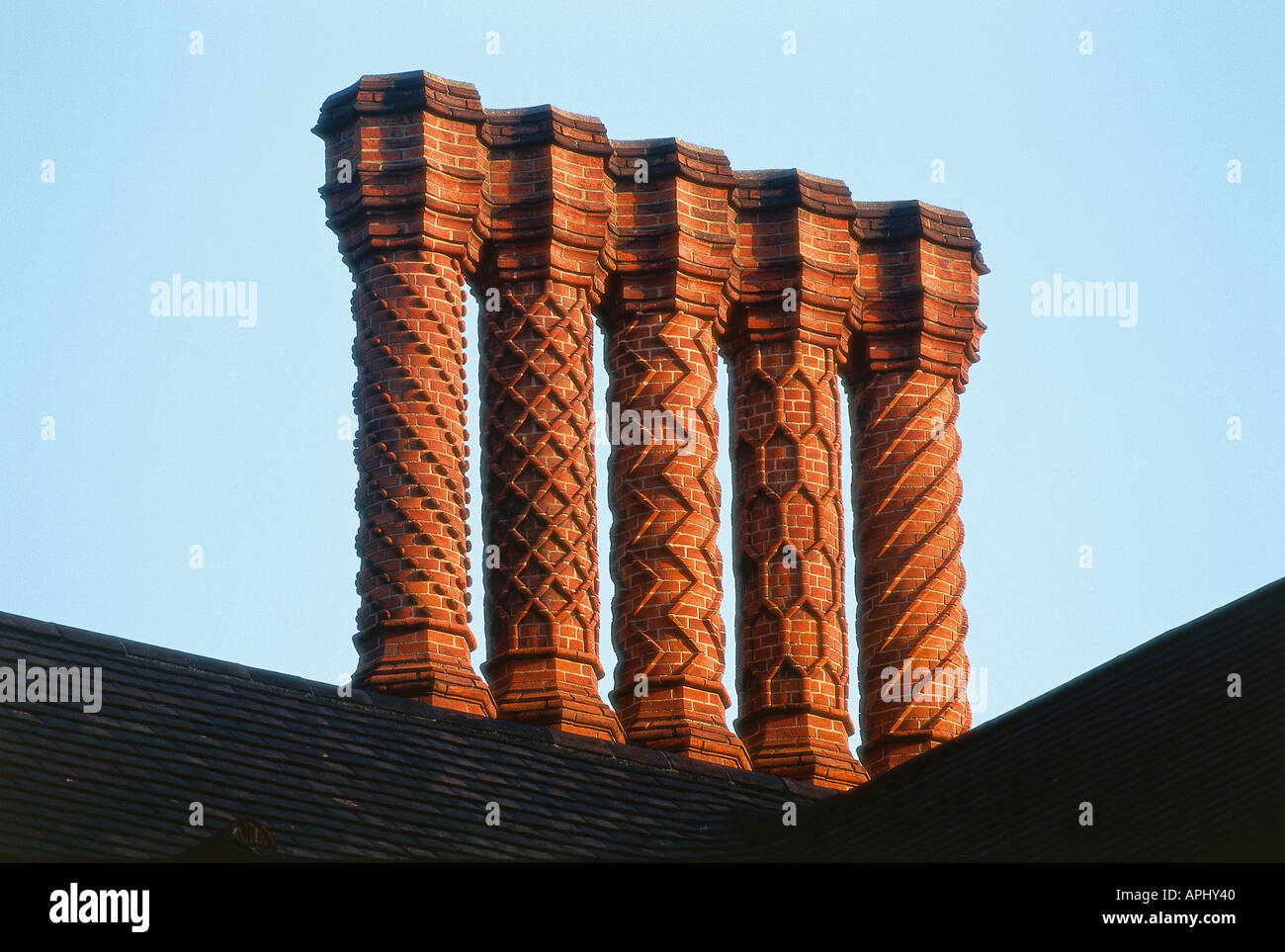 An ornate Tudor chimney stack atop Liberty s department store off Regents street in London England Stock Photo