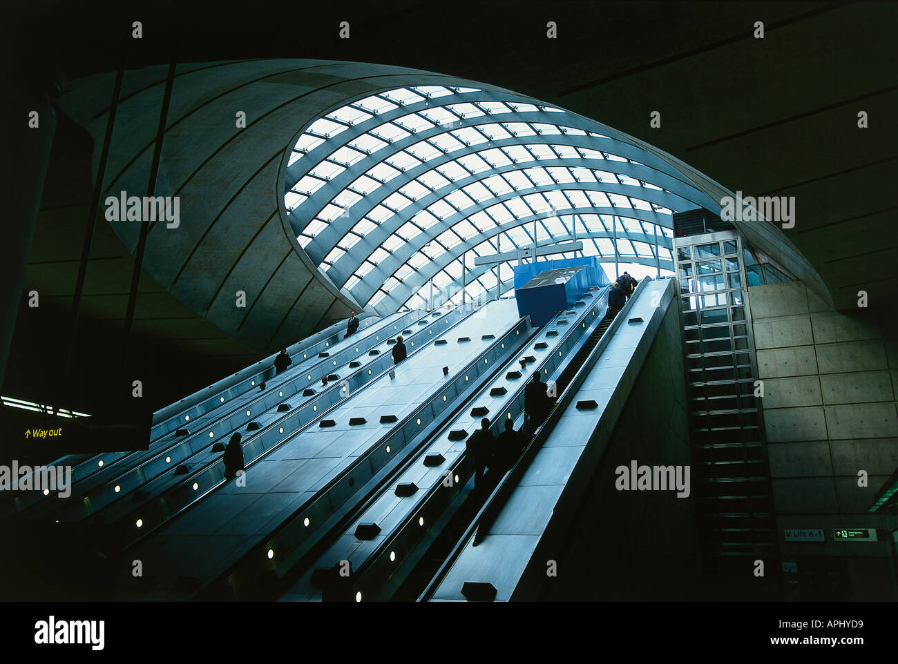 The Escalators At Canary Wharf Tube Station London England Stock Photo 