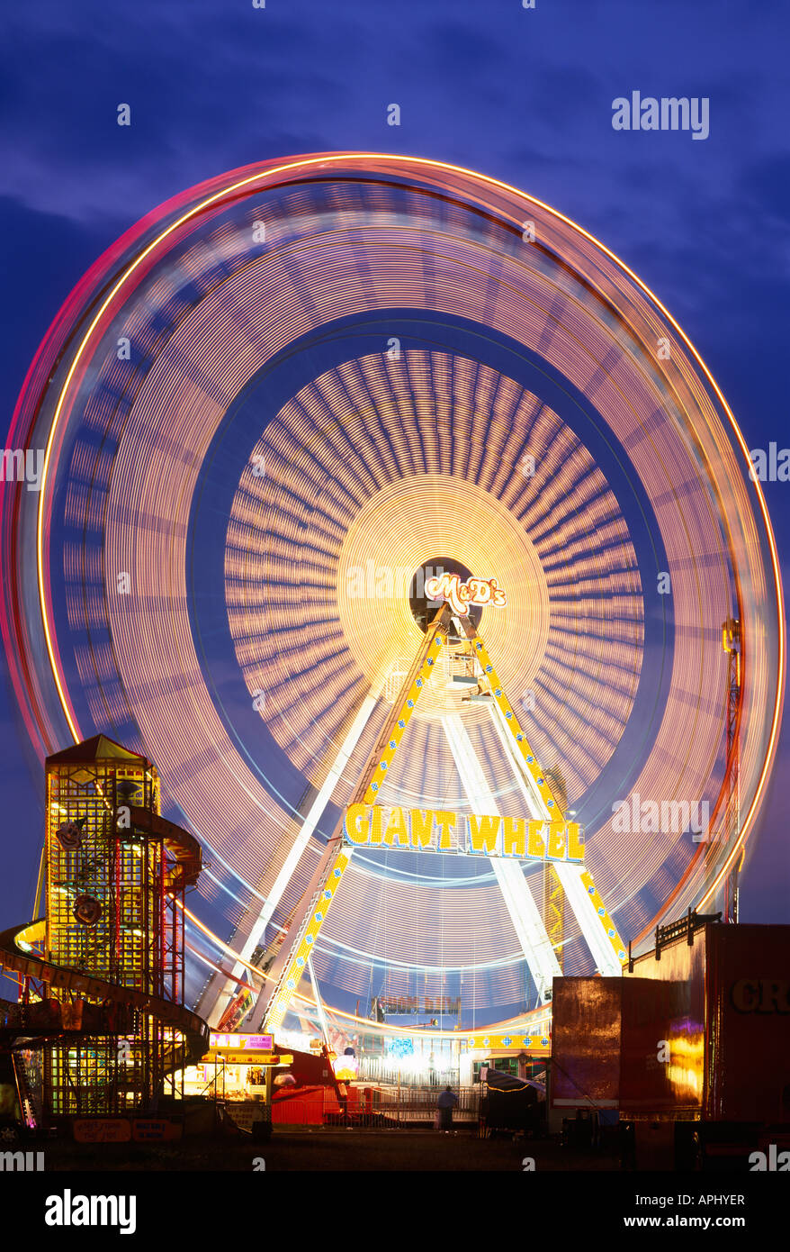 Ferris Wheel at the Hoppings Fun Fair, Town Moor, Newcastle upon Tyne, Tyne and Wear Stock Photo